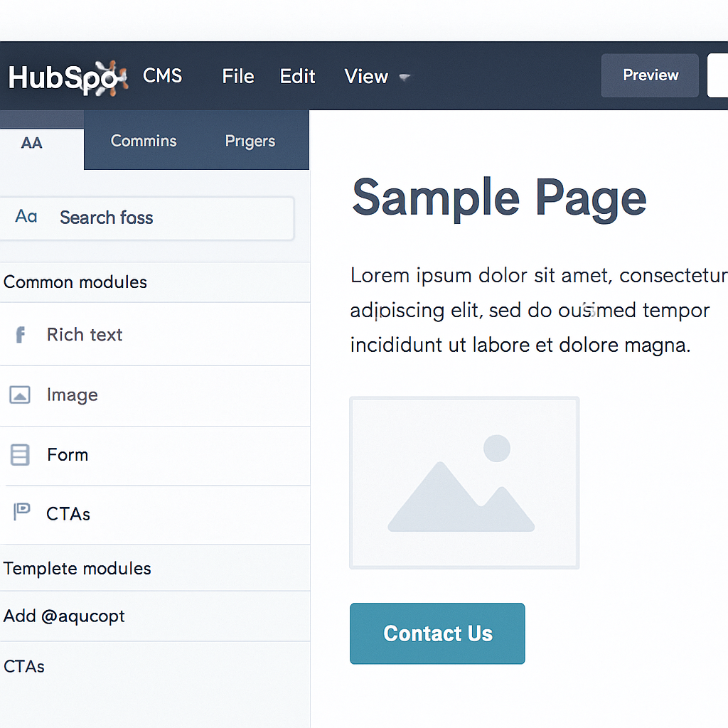 HubSpot CMS interface
