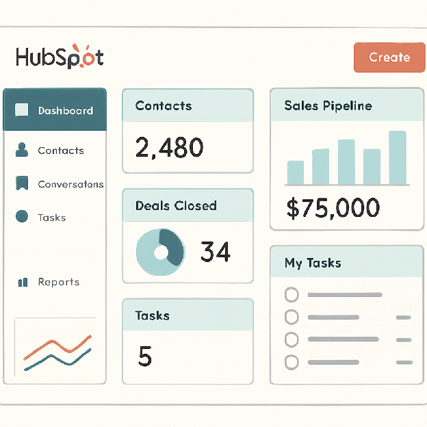 User-friendly HubSpot CRM dashboard with key features highlighted