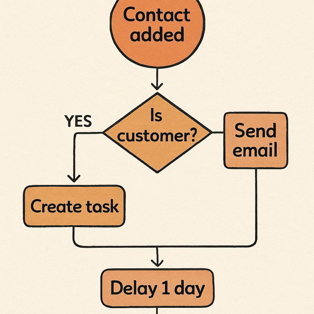 Illustration of a basic HubSpot workflow